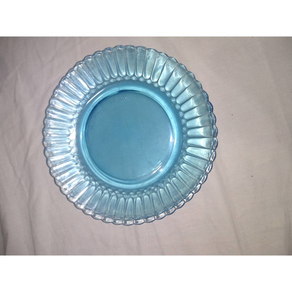 Set of 4 Ice blue forte crisa ribbed bread and butter plates (7" diameter) - Picture 2 of 6